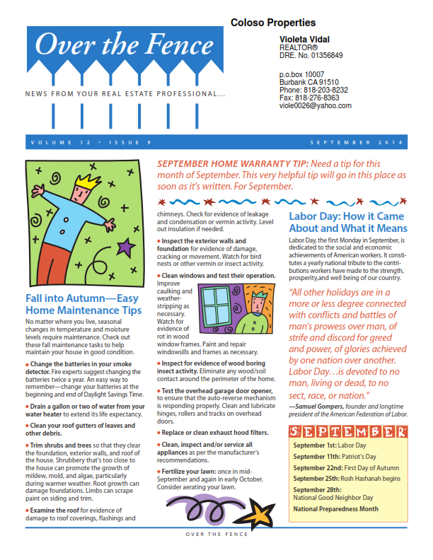 Coloso Properties September 2014 Newsletter
